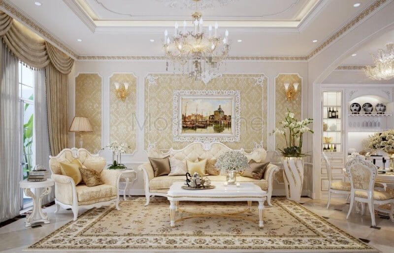 Morehome đề nghị một mẫu thiết kế sofa gỗ tự nhiên theo phong cách tân cổ điển cho các nhà biệt thự cao cấp.
